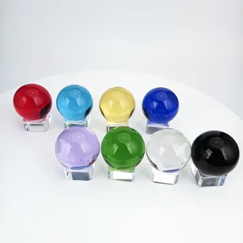 кристална топка фън шуй 40 мм-100 мм, кръглата стъклена изкуствена сфера с поставка за преспапиета, Сватбена декорация, украса за рожден ден, подаръци