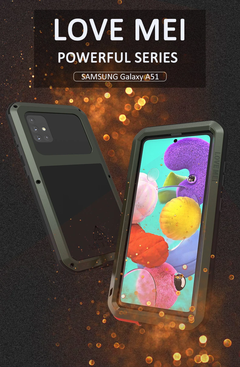 Калъф за телефон Samsung Galaxy S20 S21 Ultra A70 A50 A30 A51 Note 10 Lite A32 A72 A52 Метална блиндирана удароустойчив калъф за вода0