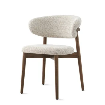 Официален нов стол за хранене Aoliviya от масивно дърво в скандинавски стил, модерен прост и лесен, луксозен дизайнерски текстилен стол за хотели, за дома