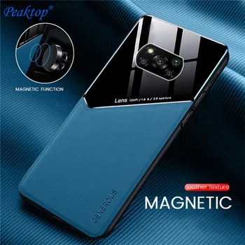 Авто Магнитен Кожен Калъф за телефон от Плексиглас и XIAOMI Mi 11 Ultra 10 10T 9T Pro Lite Poco F3 F2 X3 GT NFC M3 Pro Калъф