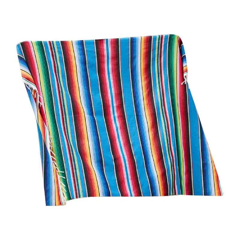 Мексикански одеяла, Мексиканска в памучна покривка на райета от жълъд, Покривки за маси, използвани за мексикански празнични одеала0