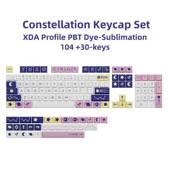 134 клавиши Лилави капачки за ключове с профил Constellation XDA, двете сладък капачки за ключове от ПБТ за механична клавиатура, персонализирани капачки за ключове, ключ MX