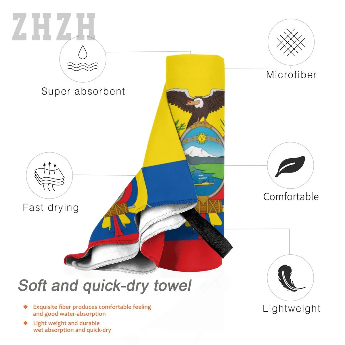 Повече дизайн, емблемата на хартата на Еквадор, кърпи за баня, бързосъхнеща, микрофибър, впитывающая мека вода, дишаща плажни дрехи за плуване, баня3