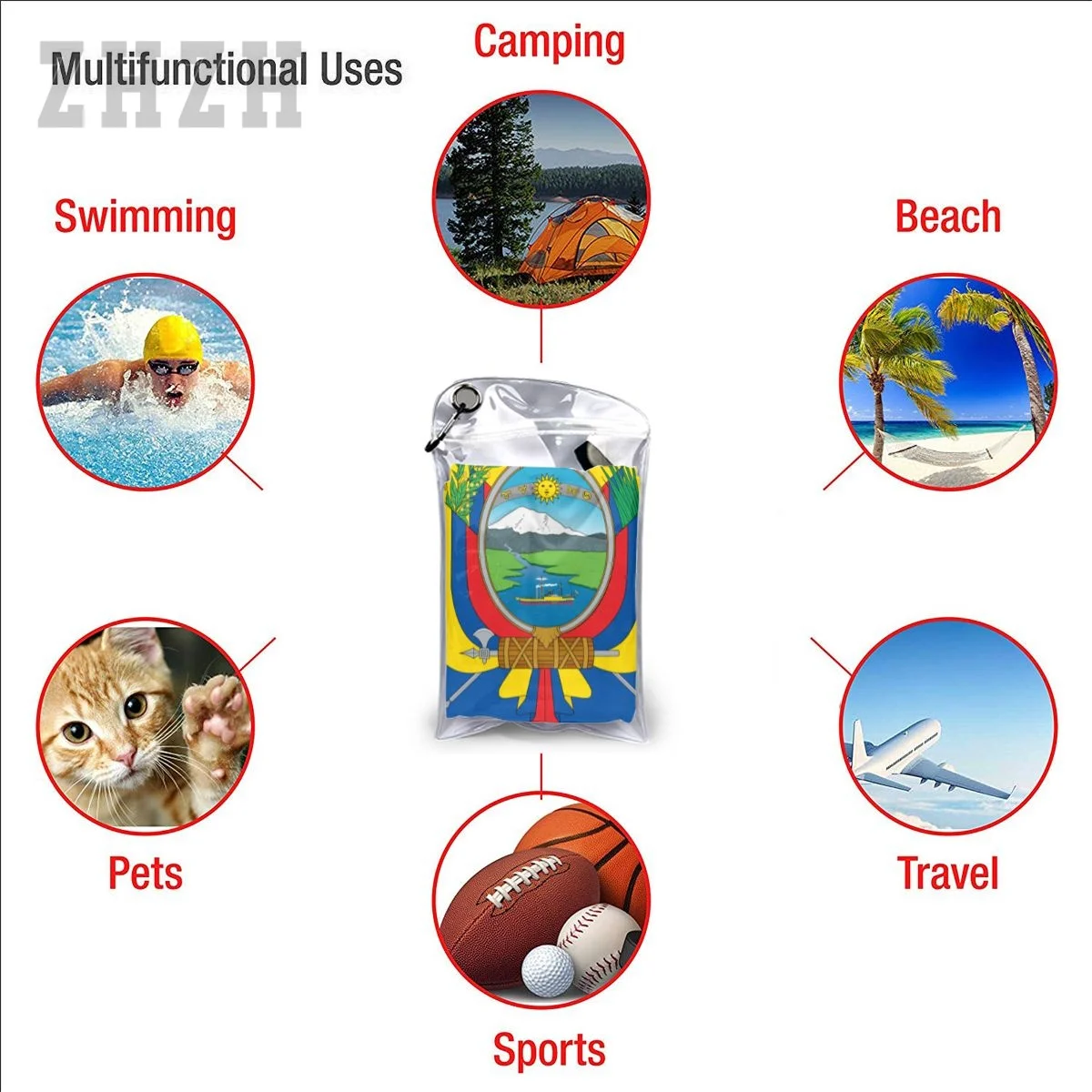 Повече дизайн, емблемата на хартата на Еквадор, кърпи за баня, бързосъхнеща, микрофибър, впитывающая мека вода, дишаща плажни дрехи за плуване, баня4