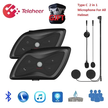 Teleheer T6 Plus Bluetooth 5.1 мотоциклет шлем слушалки за вътрешна връзка 1500 М слушалки переговорное устройство за 2 ездачи водоустойчив