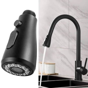 Аксесоари за кухненски кран, прибиращ се накрайник за душ, инсталиране на универсални выдвижного резервни заменяеми кран, спрей черен цвят, две икономии