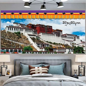 Тибетски стил Етнически стенен гоблен Художествена тъкан Декор хола спални естетически плакат ресни